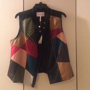 BCBGeneration Faux Leather Patchwork Vest