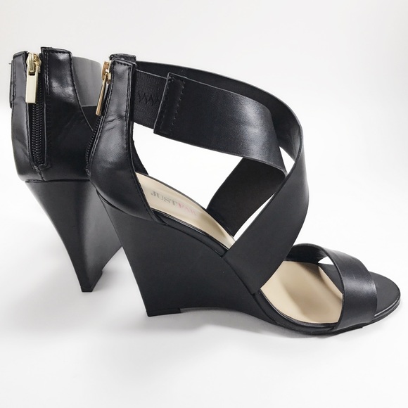 Cute Black Strappy Wedges