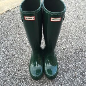 green gloss hunter boots