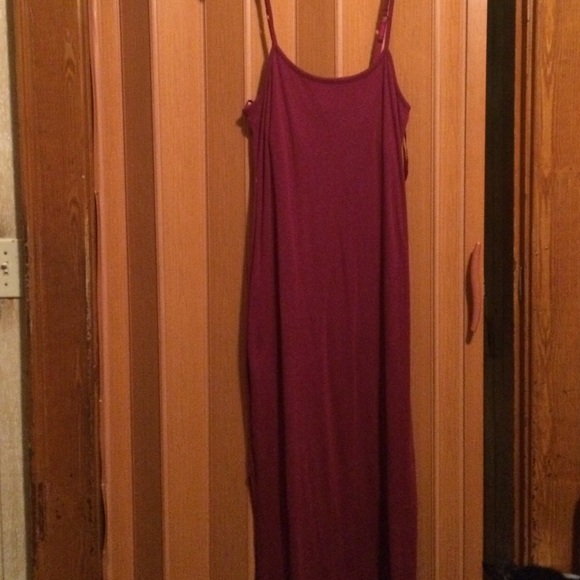 Wine colored long tank dress, form fitting