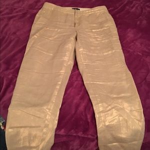 J crew linen gold jeans sz 4