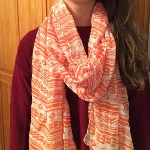 White & Orange Printed Scarf