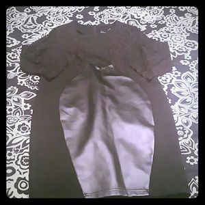 Black leather and lace dress.