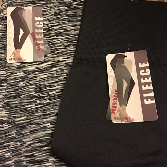 Bundle of 2 fleece lined leggings grey & patterned