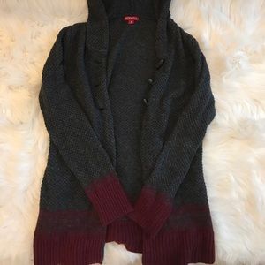 Dark grey and red cardigan