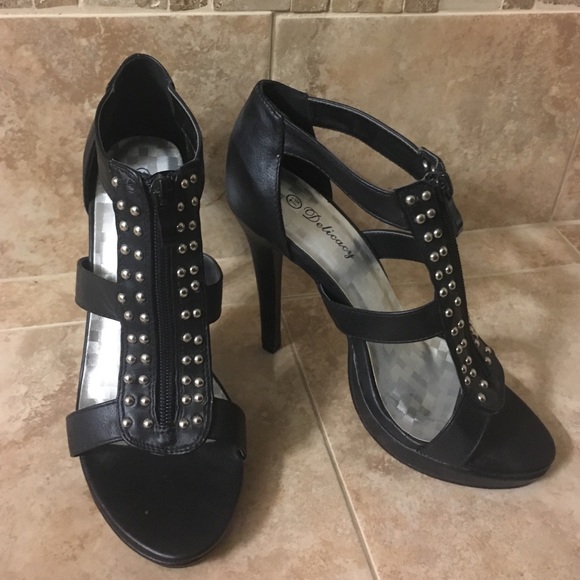 Delicacy Black Studded Heels