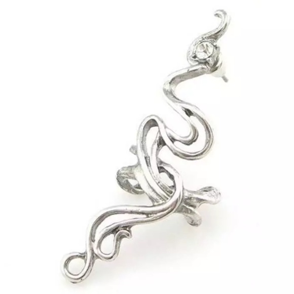 Silver or Gold Swirl Stud/ Cuff/ Wrap Boho Earring - Picture 2 of 5