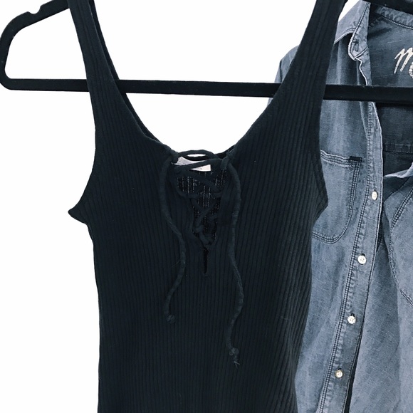 Zara Tops - ZARA Lace Up Bodysuit