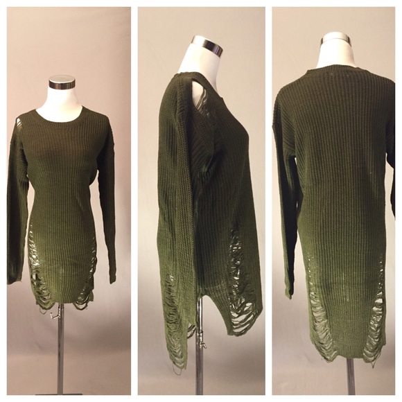 Distressed sweater dress/top