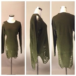 Distressed sweater dress/top