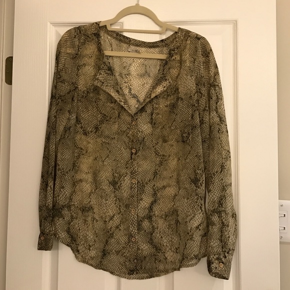 Sheer snakeskin print blouse