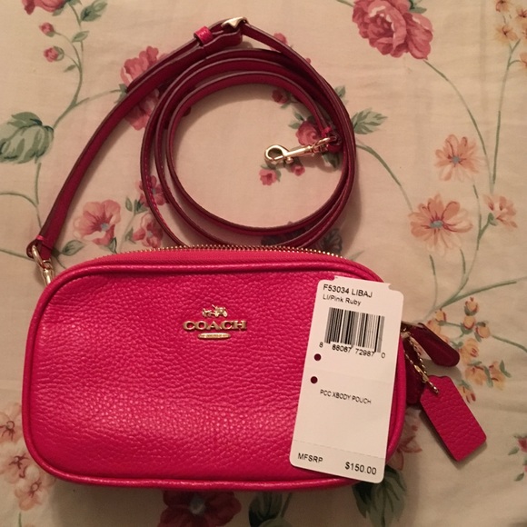 Small Coach Pink Ruby Crossbody Pouch