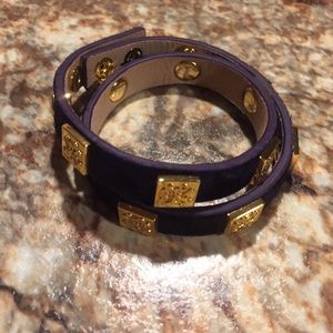 Rustic Cuff Purple Leopard print wrap bracelet
