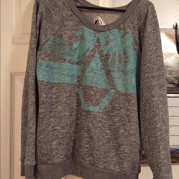 Volcom heather gray and real sweatshirt