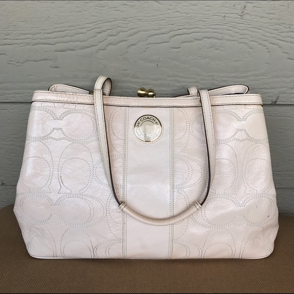 Cream Coach Purse with Gold Details