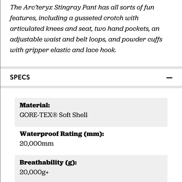 ARC'TERYX STINGRAY PANT - WOMEN'S SIZE small - Picture 4 of 6