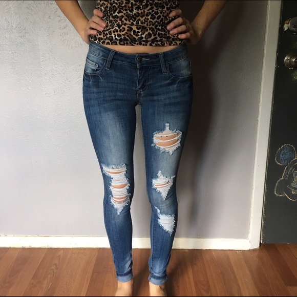 Cello Jeans Denim - Distressed Skinny Jeans