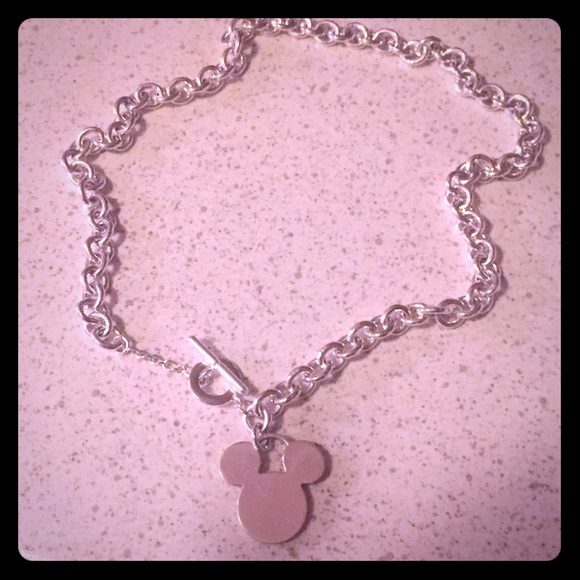 Silver Mickey mouse necklace