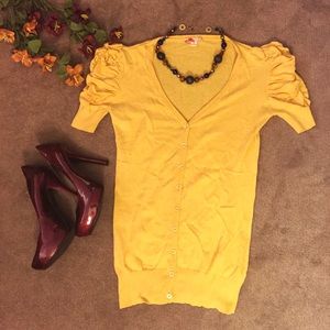 Mustard Yellow Short Sleeved Cardigan