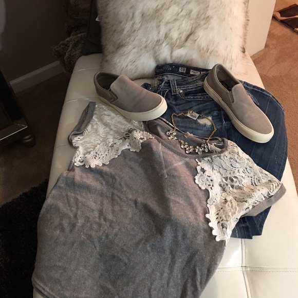 Miss Me Grey and White Shirt