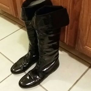 Steve Madden patent leather boots black