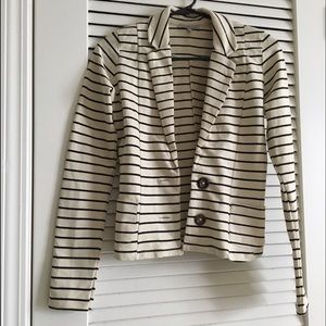 Beige and black striped blazer