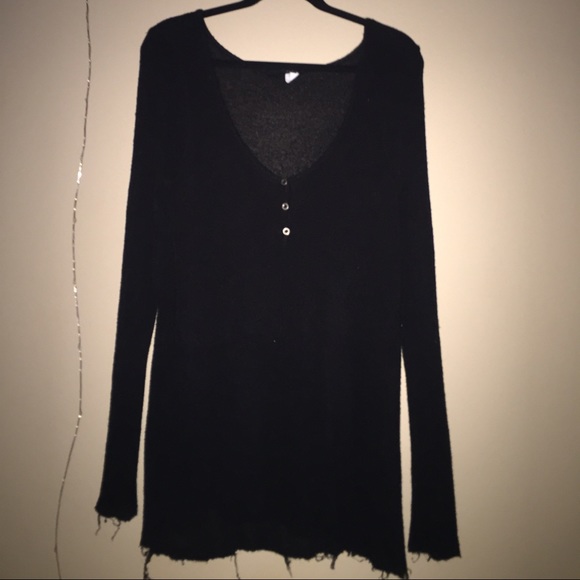 Sheer distressed black urban outfitters Henley top
