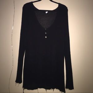 Sheer distressed black urban outfitters Henley top