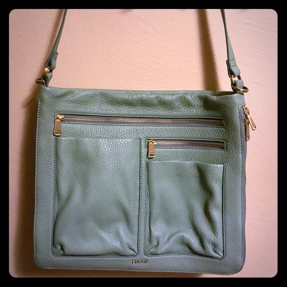 Fossil Leather Crossbody Hobo Mint Green EUC NWOT