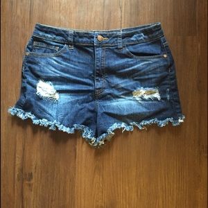 High waisted jean shorts