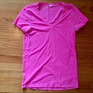 Hot pink J Crew V Neck