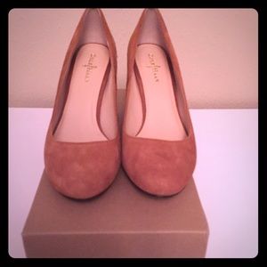 Cole Haan Air Lainey Wedge Pumps in Camello Suede