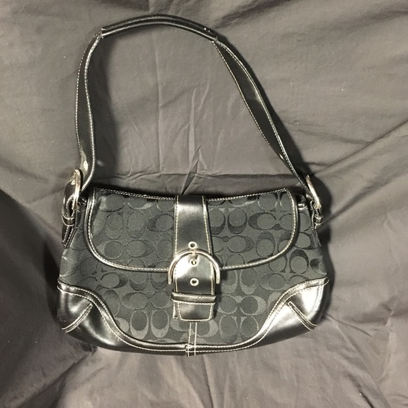 Black coach classic fabric&leather purse authentic