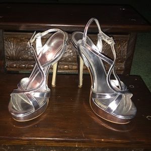 Bakers silver high heels, worn once