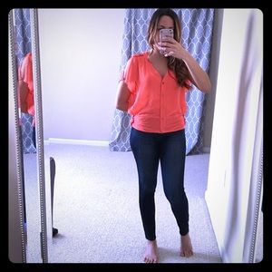 Flowy button up top with gold accents