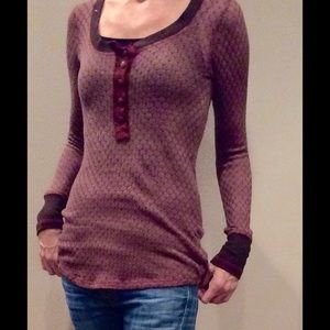 Casually Stylish Burgundy Top with Ribbon Trim