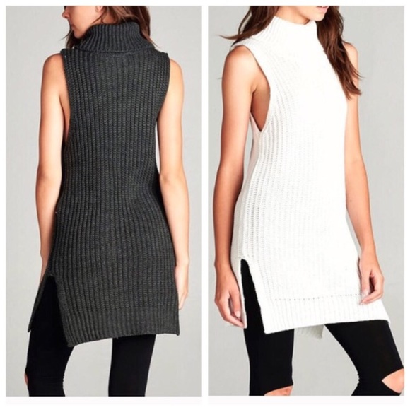 Sleeveless Turtleneck Sweater Tunic - Picture 2 of 4