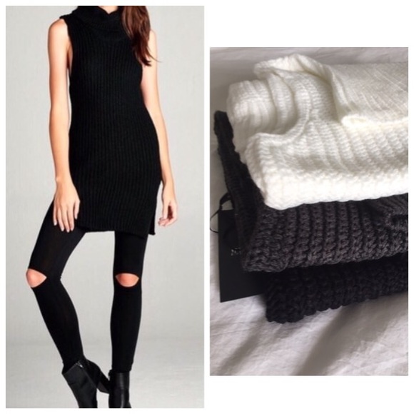 Sleeveless Turtleneck Sweater Tunic - Picture 3 of 4