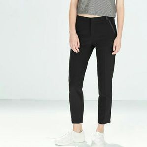 Zara work pants with faux leather piping