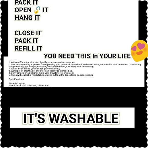 WASHABLE TRAVEL BAG FOR WOMEN OR MEN - Picture 4 of 4