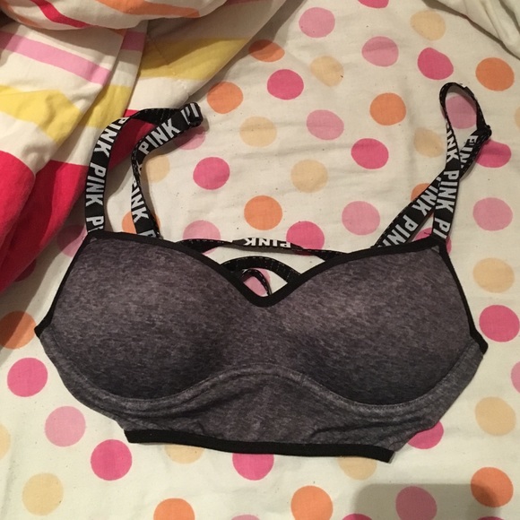 VS PINK XS Grey Cage-Back Bralette
