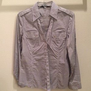 Express button down grey stripe shirt