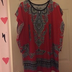 A red pattern blouse