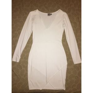 ASOS White Long Sleeve Asymmetrical Dress