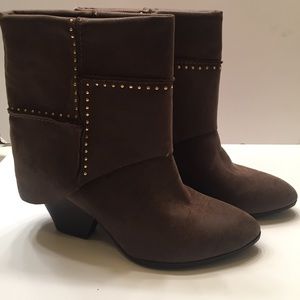 Fergie Brown leather Boots Booties Sz 10
