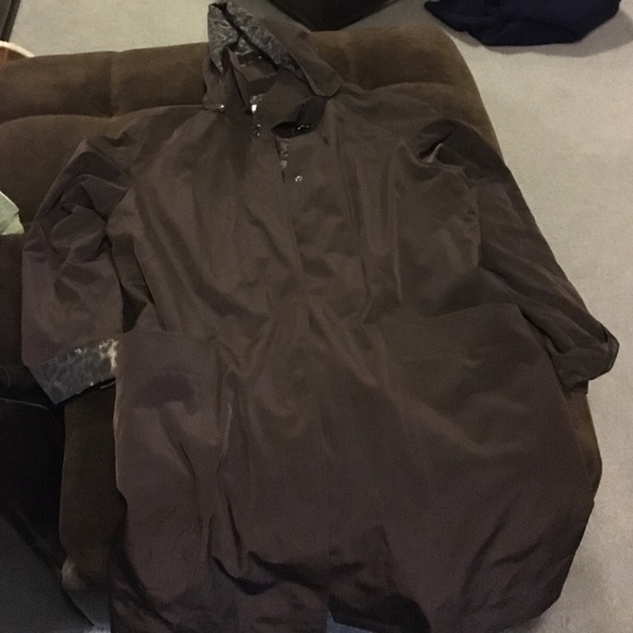 Dark brown 1X long hooded trench coat ☔️