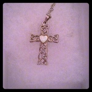 Opal cross necklace