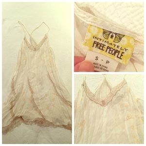 Free People white sheer embroidered slip