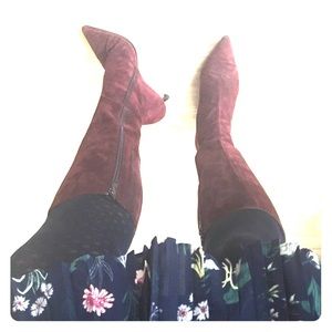 Boho chic - maroon suede DKNY boots