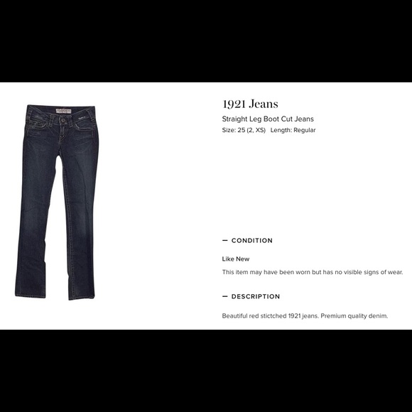 1921 Jeans straight leg jeans size 25